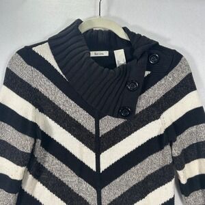 Liz & Co Women's Size Small Black White Striped Sweater